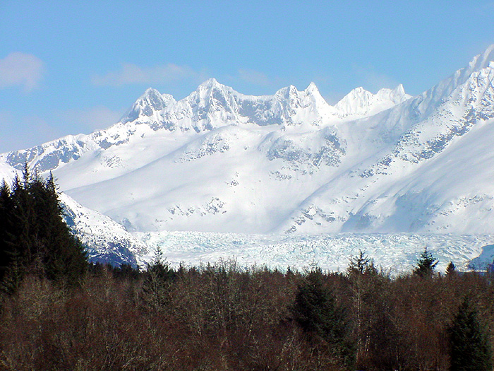The Mendenhall Towers and Mendenhall Glacier.